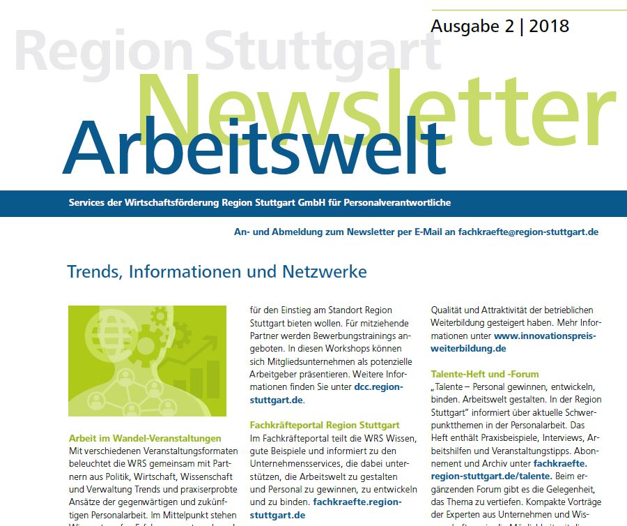 WRS-Arbeitswelt-Newsletter Ausgabe 2-2018