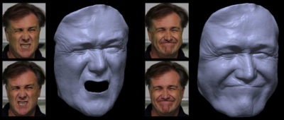 Mit dem Prinzip des optischen Flusses kann das Gesicht eines Schauspielers mit realistischer Mimik und Gestik rekonstruiert werden (Bild: Universität Stuttgart)